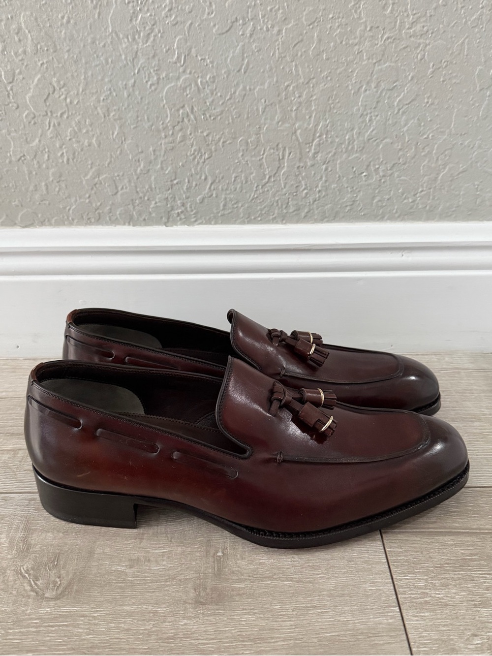 Tom Ford Deep Burgundy Leather Tassel Loafers